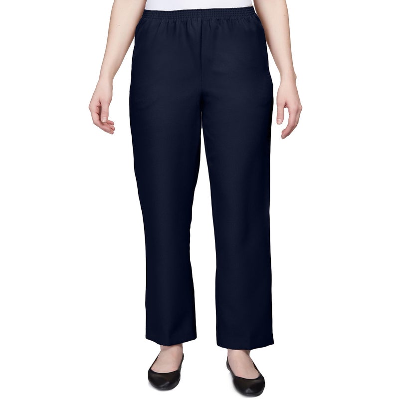 Alfred Dunner Womenâ€™s All Around Elastic Waist Cotton Short Twill Pants - Pull-On Style, Classic Cut, Figure Flattering Relaxed Fit, Navy, 14 - Image 1